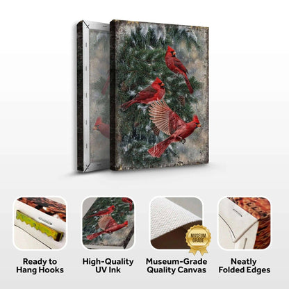Vintage Cardinal Christmas Wall Art II Tailored Canvases 18x12 inch Medium Premium Gallery Wrapped 24x16 inch Large Premium Gallery Wrapped 36x24 inch Extra Large Premium Gallery Wrapped 18x12 inch Medium Premium Gallery Wrapped-24x16 inch Large Premium Gallery Wrapped-36x24 inch Extra Large Premium Gallery Wrapped-