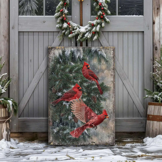 Vintage Cardinal Christmas Wall Art II Tailored Canvases 18x12 inch Medium Premium Gallery Wrapped 24x16 inch Large Premium Gallery Wrapped 36x24 inch Extra Large Premium Gallery Wrapped 18x12 inch Medium Premium Gallery Wrapped-24x16 inch Large Premium Gallery Wrapped-36x24 inch Extra Large Premium Gallery Wrapped-