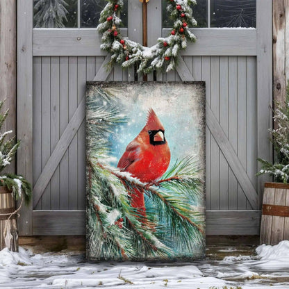 Vintage Cardinal Christmas Wall Art Tailored Canvases 18x12 inch Medium Premium Gallery Wrapped 24x16 inch Large Premium Gallery Wrapped 36x24 inch Extra Large Premium Gallery Wrapped 18x12 inch Medium Premium Gallery Wrapped-24x16 inch Large Premium Gallery Wrapped-36x24 inch Extra Large Premium Gallery Wrapped-