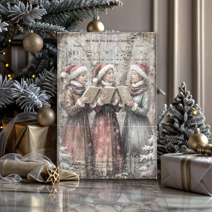 Vintage Christmas Carolers Wall Art Tailored Canvases 18x12 inch Medium Premium Gallery Wrapped 24x16 inch Large Premium Gallery Wrapped 36x24 inch Extra Large Premium Gallery Wrapped 18x12 inch Medium Premium Gallery Wrapped-24x16 inch Large Premium Gallery Wrapped-36x24 inch Extra Large Premium Gallery Wrapped-
