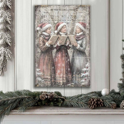 Vintage Christmas Carolers Wall Art Tailored Canvases 18x12 inch Medium Premium Gallery Wrapped 24x16 inch Large Premium Gallery Wrapped 36x24 inch Extra Large Premium Gallery Wrapped 18x12 inch Medium Premium Gallery Wrapped-24x16 inch Large Premium Gallery Wrapped-36x24 inch Extra Large Premium Gallery Wrapped-