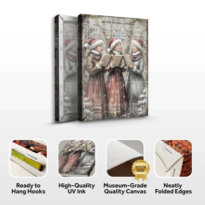 Vintage Christmas Carolers Wall Art Tailored Canvases 18x12 inch Medium Premium Gallery Wrapped 24x16 inch Large Premium Gallery Wrapped 36x24 inch Extra Large Premium Gallery Wrapped 18x12 inch Medium Premium Gallery Wrapped-24x16 inch Large Premium Gallery Wrapped-36x24 inch Extra Large Premium Gallery Wrapped-