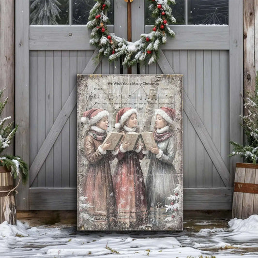 Vintage Christmas Carolers Wall Art Tailored Canvases 18x12 inch Medium Premium Gallery Wrapped 24x16 inch Large Premium Gallery Wrapped 36x24 inch Extra Large Premium Gallery Wrapped 18x12 inch Medium Premium Gallery Wrapped-24x16 inch Large Premium Gallery Wrapped-36x24 inch Extra Large Premium Gallery Wrapped-