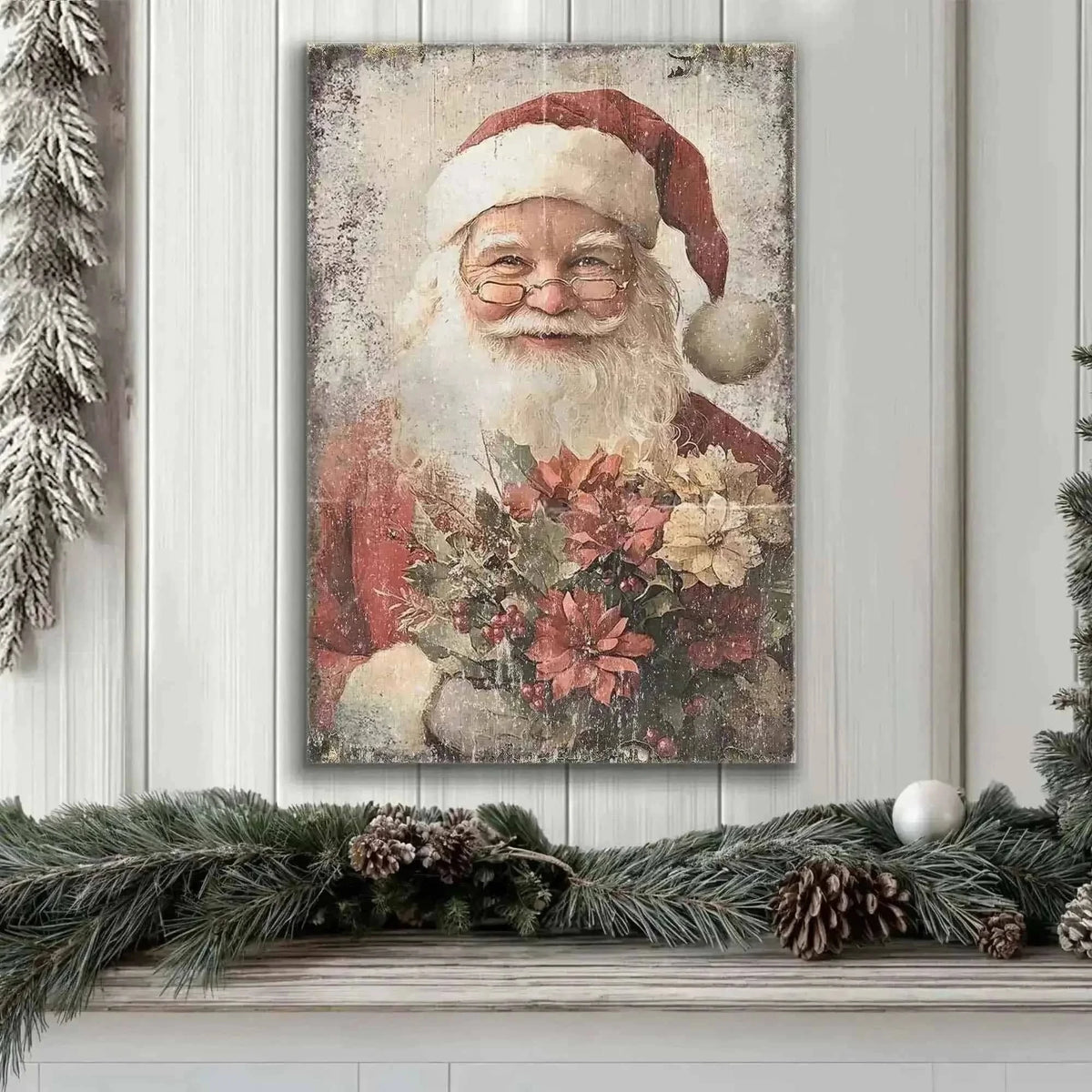 Vintage Christmas Santa Claus Wall Art