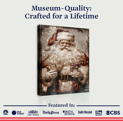 Vintage Christmas Santa Claus Wall Art IV Tailored Canvases 18x12 inch Medium Premium Gallery Wrapped 24x16 inch Large Premium Gallery Wrapped 36x24 inch Extra Large Premium Gallery Wrapped 18x12 inch Medium Premium Gallery Wrapped-24x16 inch Large Premium Gallery Wrapped-36x24 inch Extra Large Premium Gallery Wrapped-