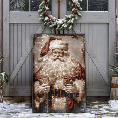 Vintage Christmas Santa Claus Wall Art IV Tailored Canvases 18x12 inch Medium Premium Gallery Wrapped 24x16 inch Large Premium Gallery Wrapped 36x24 inch Extra Large Premium Gallery Wrapped 18x12 inch Medium Premium Gallery Wrapped-24x16 inch Large Premium Gallery Wrapped-36x24 inch Extra Large Premium Gallery Wrapped-