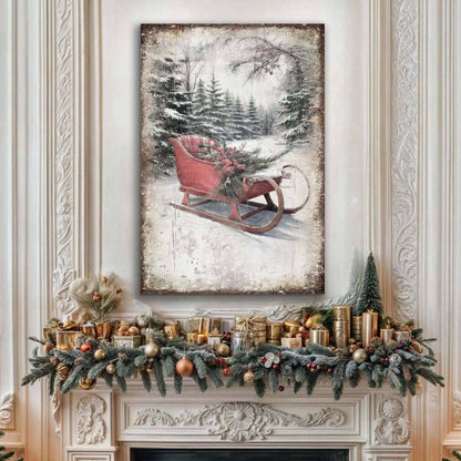 Vintage Christmas Sledge Wall Art Tailored Canvases 18x12 inch Medium Premium Gallery Wrapped 24x16 inch Large Premium Gallery Wrapped 36x24 inch Extra Large Premium Gallery Wrapped 18x12 inch Medium Premium Gallery Wrapped-24x16 inch Large Premium Gallery Wrapped-36x24 inch Extra Large Premium Gallery Wrapped-