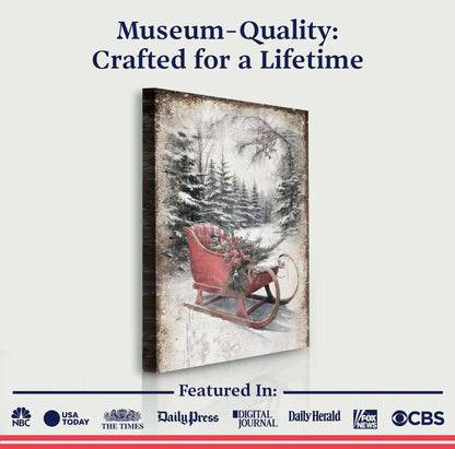 Vintage Christmas Sledge Wall Art Tailored Canvases 18x12 inch Medium Premium Gallery Wrapped 24x16 inch Large Premium Gallery Wrapped 36x24 inch Extra Large Premium Gallery Wrapped 18x12 inch Medium Premium Gallery Wrapped-24x16 inch Large Premium Gallery Wrapped-36x24 inch Extra Large Premium Gallery Wrapped-