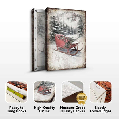 Vintage Christmas Sledge Wall Art Tailored Canvases 18x12 inch Medium Premium Gallery Wrapped 24x16 inch Large Premium Gallery Wrapped 36x24 inch Extra Large Premium Gallery Wrapped 18x12 inch Medium Premium Gallery Wrapped-24x16 inch Large Premium Gallery Wrapped-36x24 inch Extra Large Premium Gallery Wrapped-