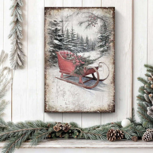 Vintage Christmas Sledge Wall Art Tailored Canvases 18x12 inch Medium Premium Gallery Wrapped 24x16 inch Large Premium Gallery Wrapped 36x24 inch Extra Large Premium Gallery Wrapped 18x12 inch Medium Premium Gallery Wrapped-24x16 inch Large Premium Gallery Wrapped-36x24 inch Extra Large Premium Gallery Wrapped-