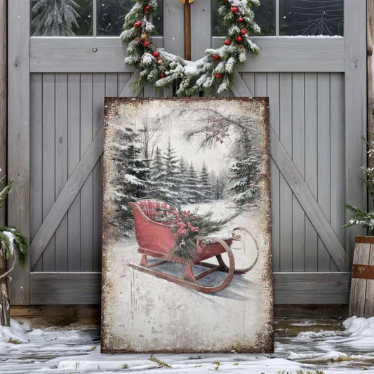Vintage Christmas Sledge Wall Art Tailored Canvases 18x12 inch Medium Premium Gallery Wrapped 24x16 inch Large Premium Gallery Wrapped 36x24 inch Extra Large Premium Gallery Wrapped 18x12 inch Medium Premium Gallery Wrapped-24x16 inch Large Premium Gallery Wrapped-36x24 inch Extra Large Premium Gallery Wrapped-