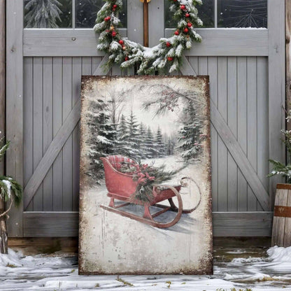 Vintage Christmas Sledge Wall Art Tailored Canvases 18x12 inch Medium Premium Gallery Wrapped 24x16 inch Large Premium Gallery Wrapped 36x24 inch Extra Large Premium Gallery Wrapped 18x12 inch Medium Premium Gallery Wrapped-24x16 inch Large Premium Gallery Wrapped-36x24 inch Extra Large Premium Gallery Wrapped-