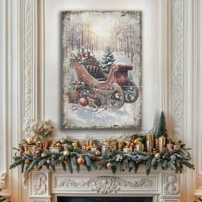 Vintage Christmas Sleigh Sled Wall Art Cartsfy Inc.