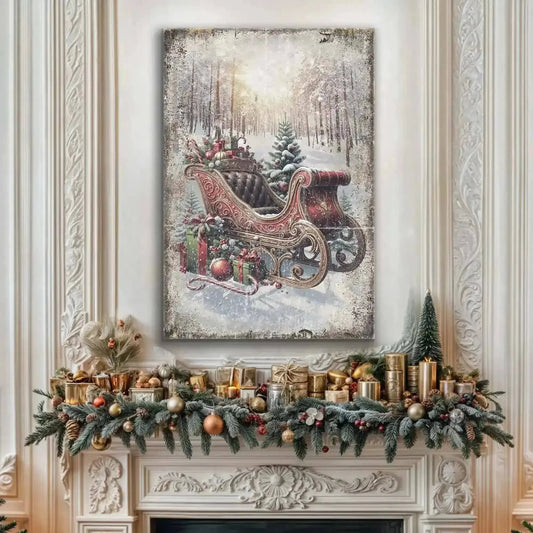 Vintage Christmas Sleigh Sled Wall Art Cartsfy Inc.