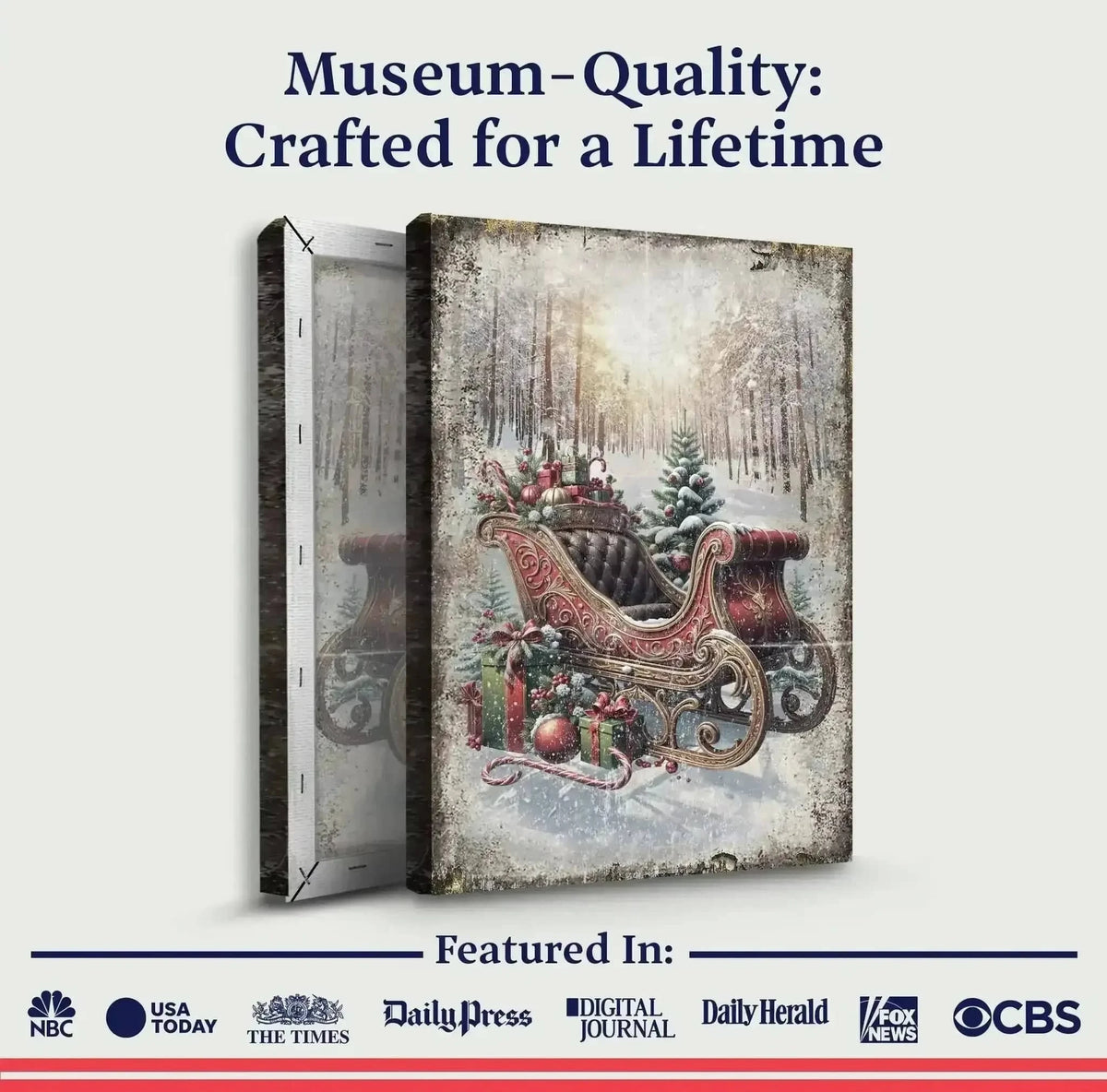Vintage Christmas Sleigh Sled Wall Art Cartsfy Inc.