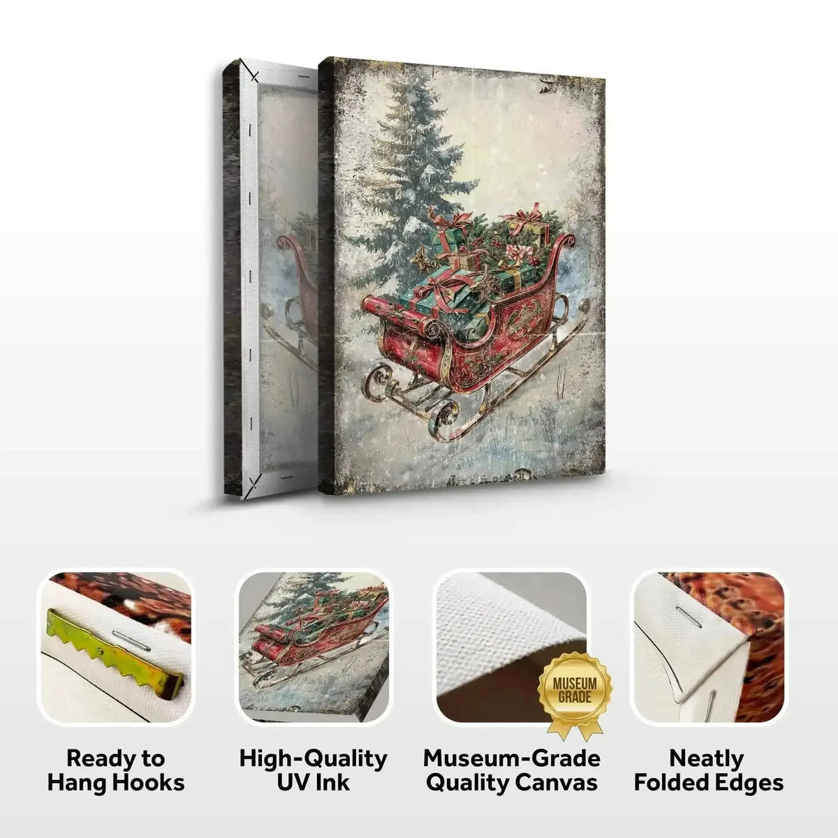 Vintage Christmas Sleigh Sled Wall Art II Cartsfy Inc.