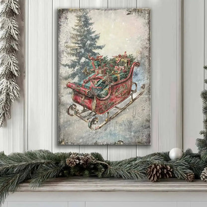 Vintage Christmas Sleigh Sled Wall Art II Cartsfy Inc.