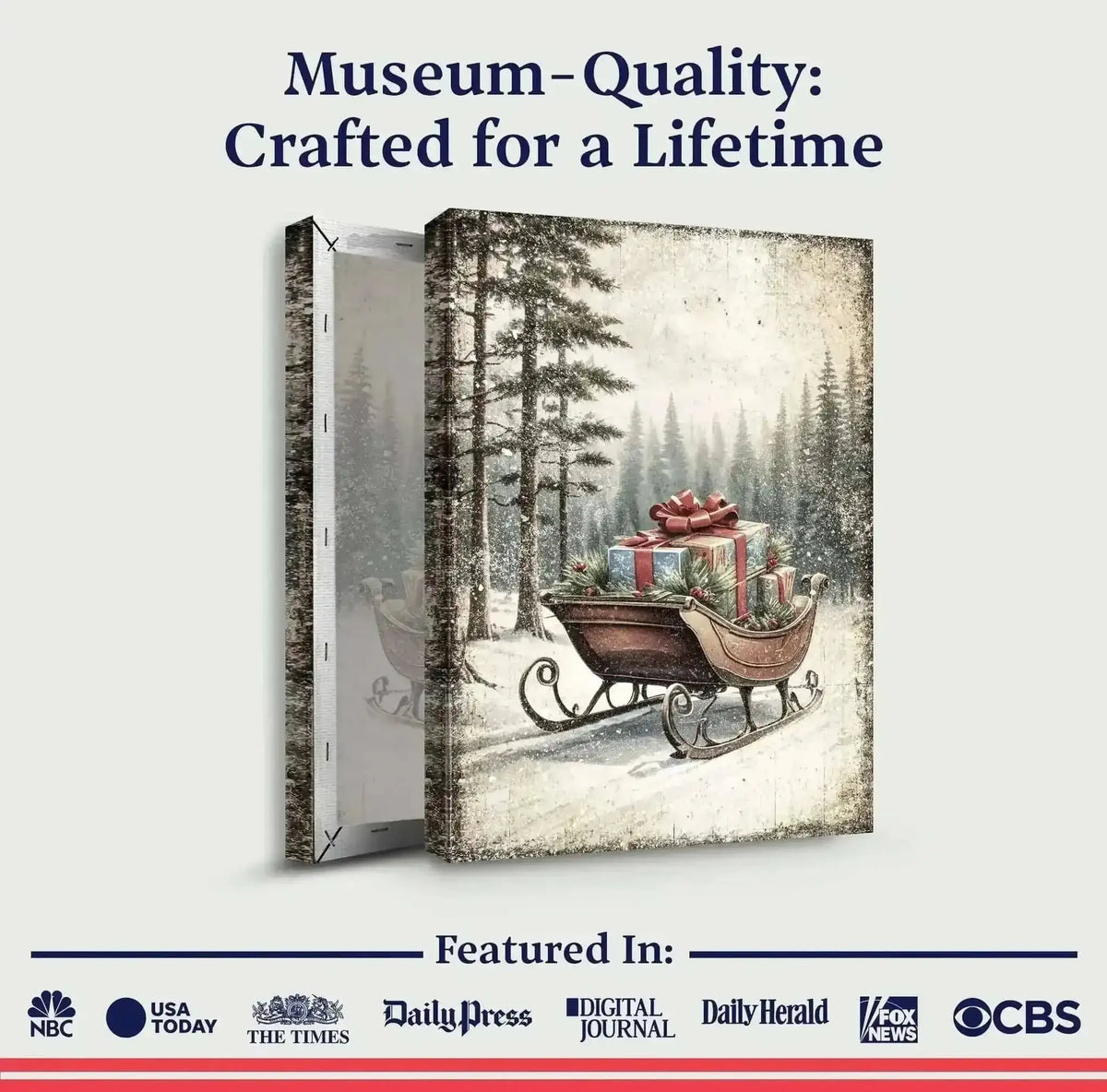 Vintage Christmas Sleigh Sled Wall Art III Cartsfy Inc.