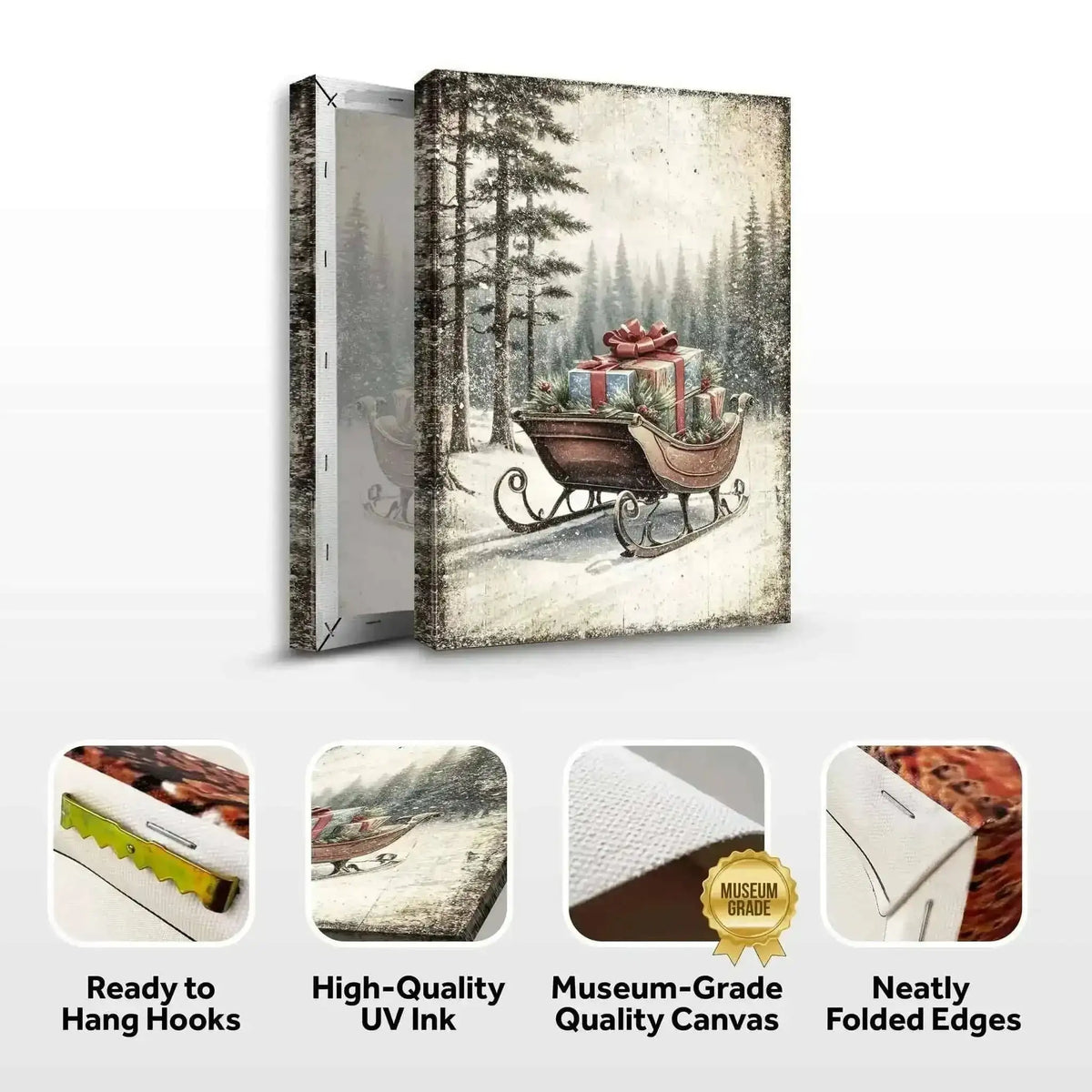 Vintage Christmas Sleigh Sled Wall Art III Cartsfy Inc.
