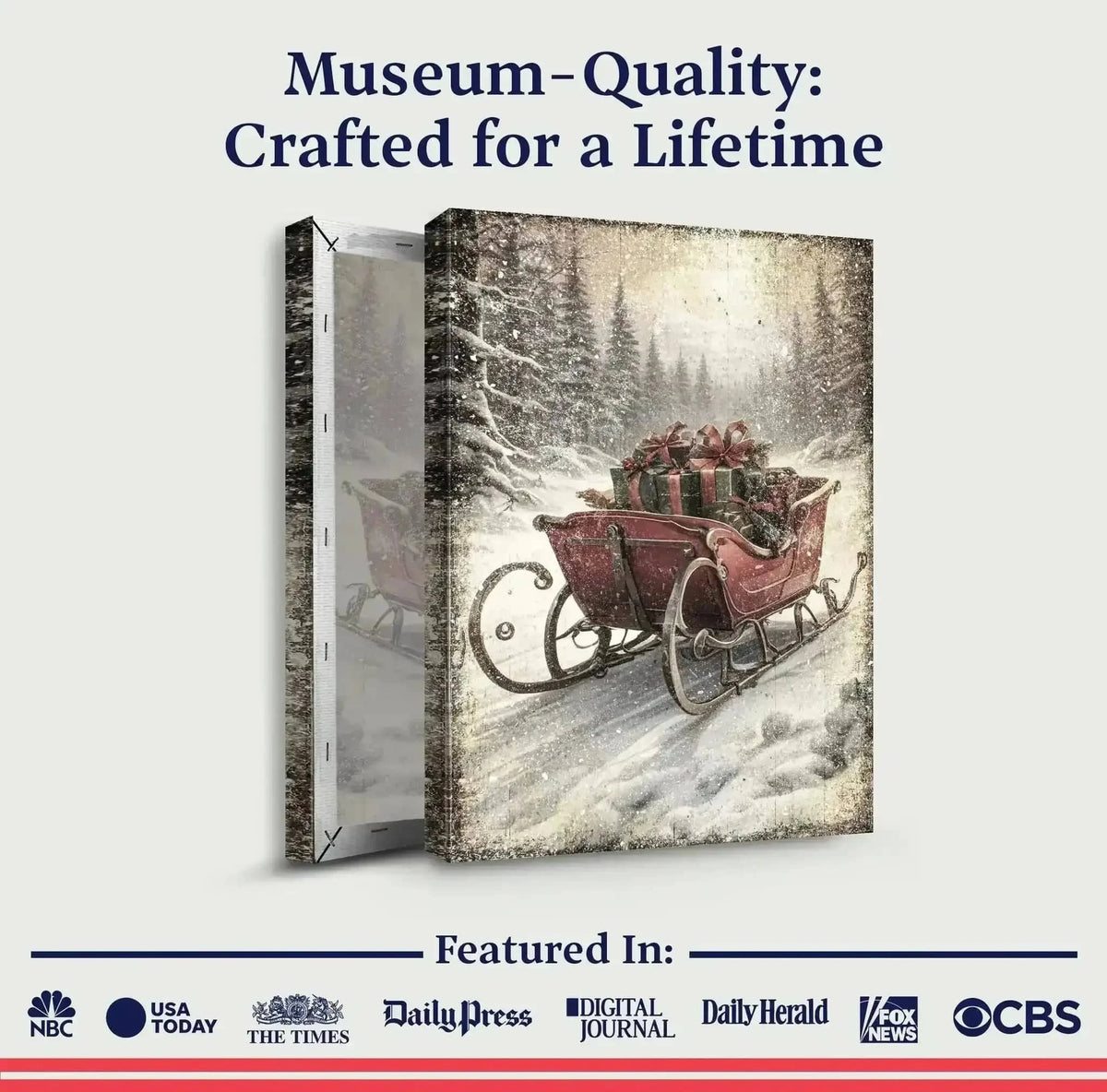Vintage Christmas Sleigh Sled Wall Art IV Cartsfy Inc.
