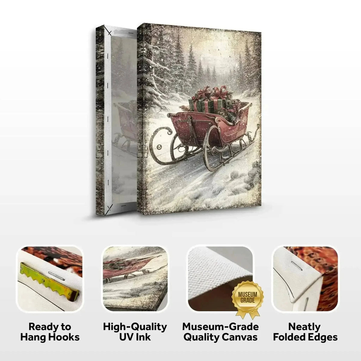 Vintage Christmas Sleigh Sled Wall Art IV Cartsfy Inc.