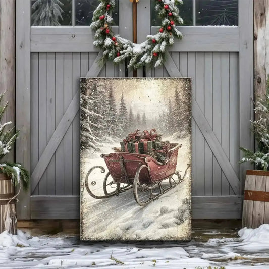 Vintage Christmas Sleigh Sled Wall Art IV Cartsfy Inc.