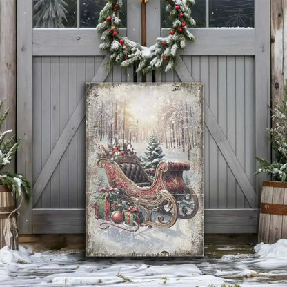 Vintage Christmas Sleigh Sled Wall Art Cartsfy Inc.
