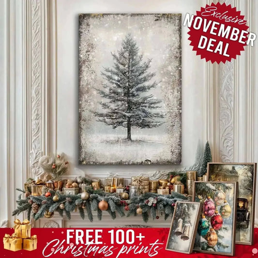 Vintage Christmas Tree Wall Art with Free 100+ Christmas Print Cartsfy Inc.