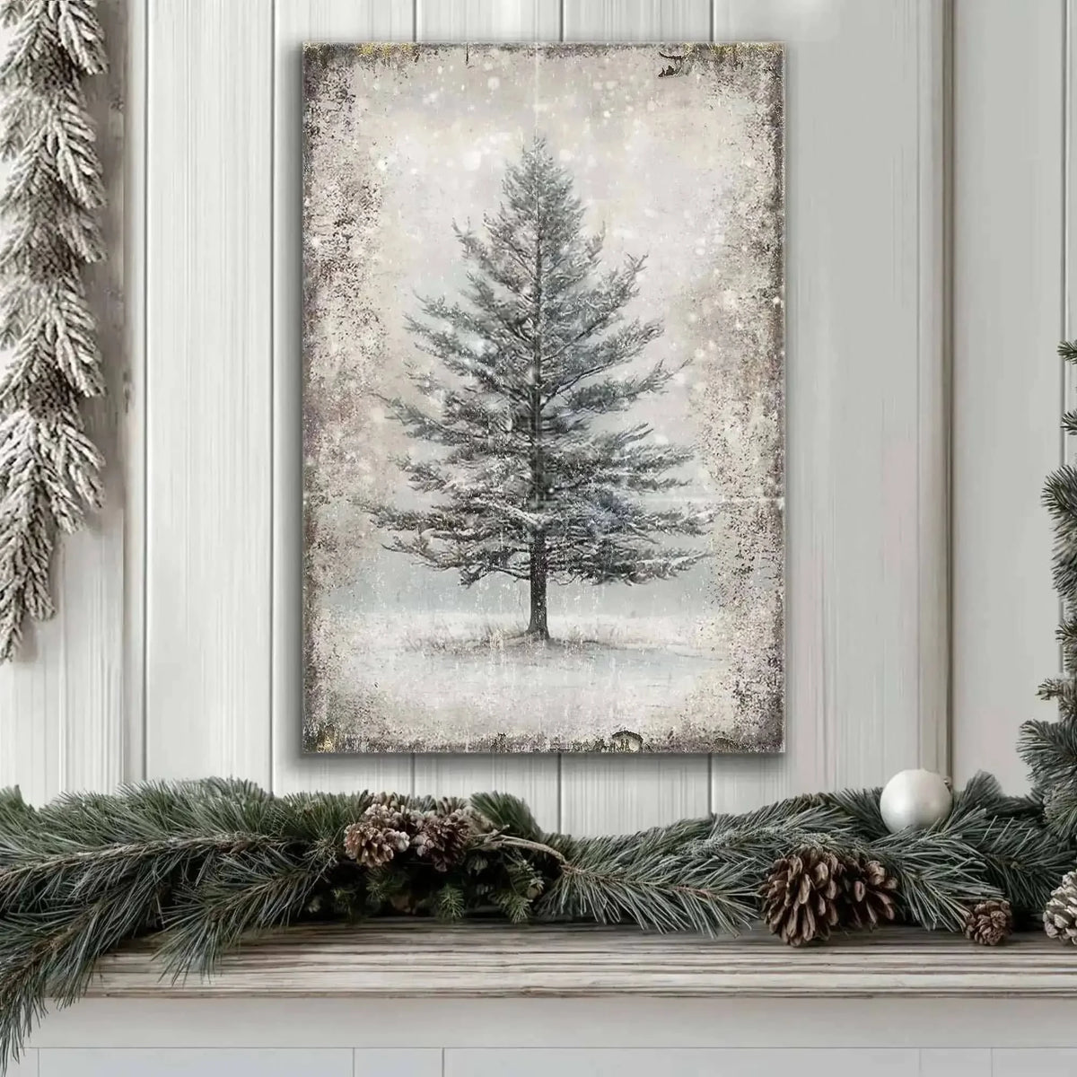 Vintage Christmas Tree Wall Art with Free Christmas Recipe Book Cartsfy Inc.