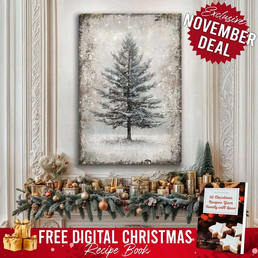 Vintage Christmas Tree Wall Art with Free Christmas Recipe Book Cartsfy Inc.