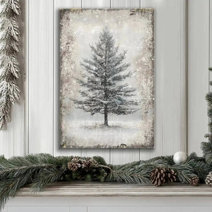 Vintage Christmas Tree Wall Art with Free Personalized Christmas Card Cartsfy Inc.