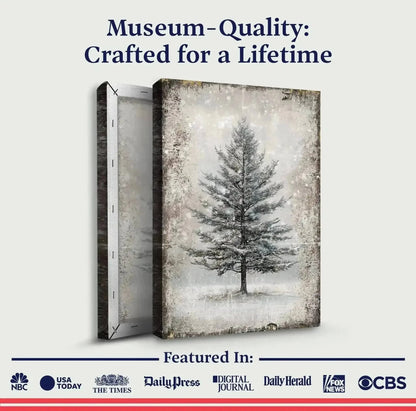 Vintage Christmas Tree Wall Art with Free Personalized Christmas Card Cartsfy Inc.