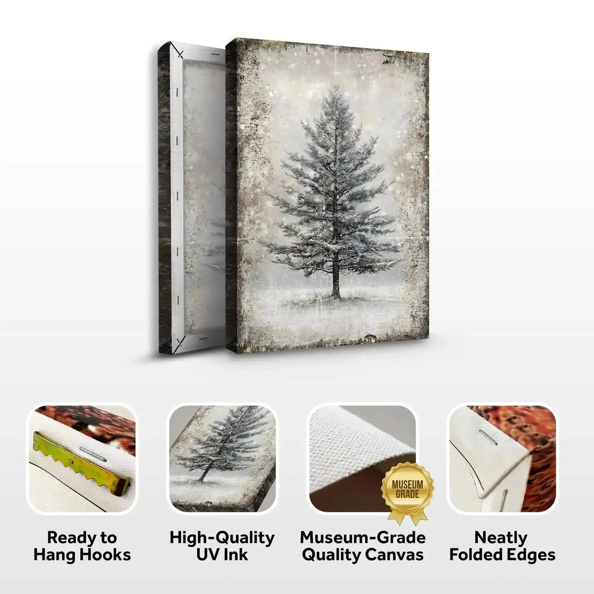 Vintage Christmas Tree Wall Art with Free Personalized Christmas Card Cartsfy Inc.