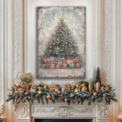 Vintage Christmas Tree With Gifts Wall Art Cartsfy Inc.