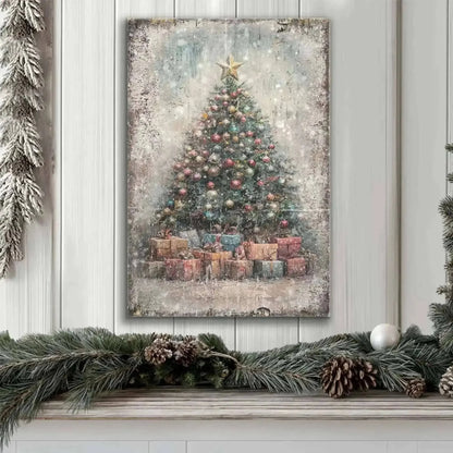 Vintage Christmas Tree With Gifts Wall Art Cartsfy Inc.