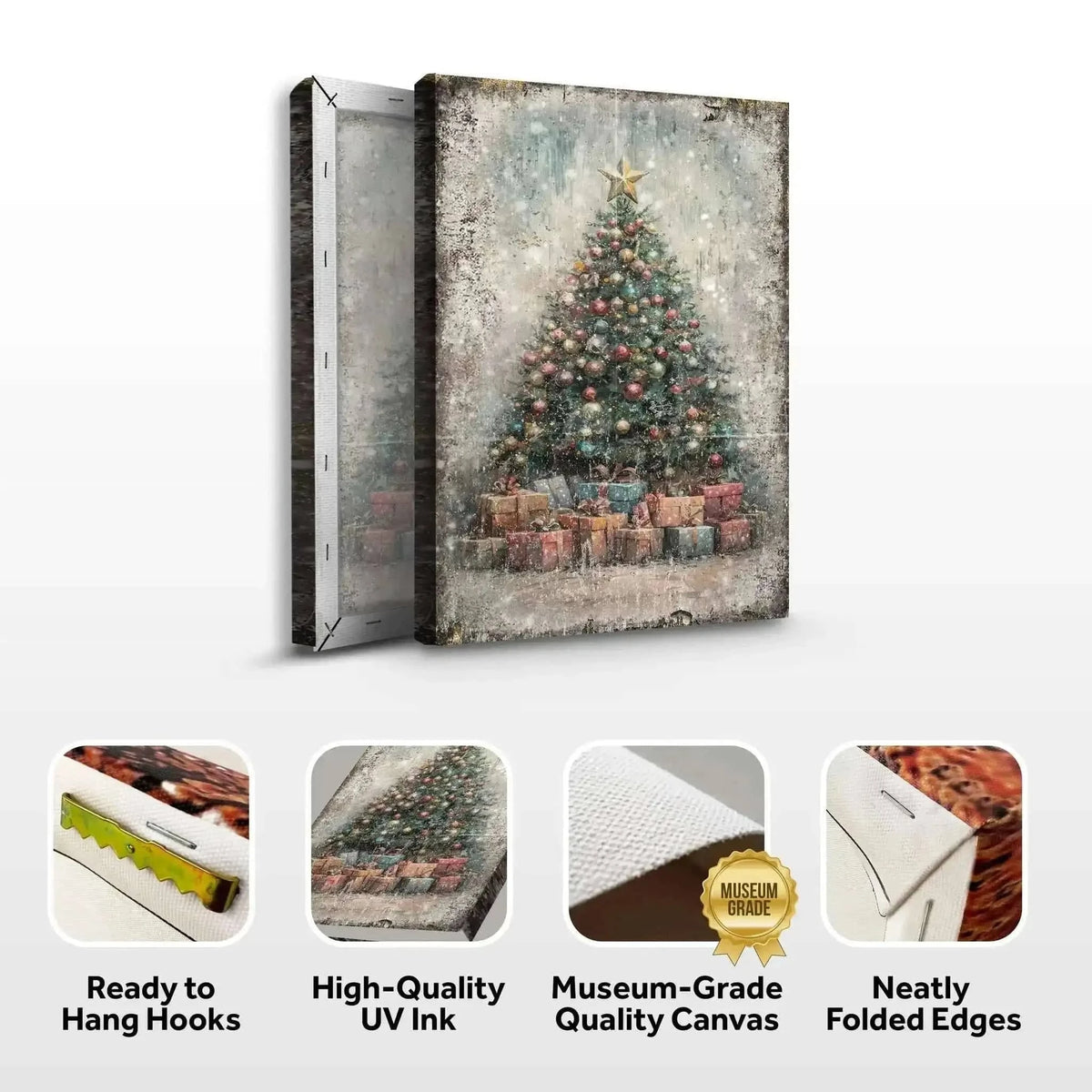 Vintage Christmas Tree With Gifts Wall Art Cartsfy Inc.