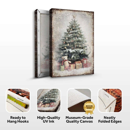 Vintage Christmas Tree With Gifts Wall Art II Tailored Canvases 18x12 inch Medium Premium Gallery Wrapped 24x16 inch Large Premium Gallery Wrapped 36x24 inch Extra Large Premium Gallery Wrapped 18x12 inch Medium Premium Gallery Wrapped-24x16 inch Large Premium Gallery Wrapped-36x24 inch Extra Large Premium Gallery Wrapped-