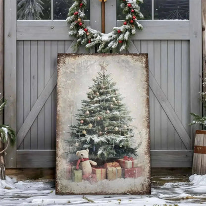 Vintage Christmas Tree With Gifts Wall Art II Cartsfy Inc.