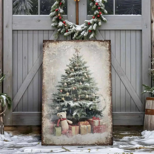 Vintage Christmas Tree With Gifts Wall Art II Cartsfy Inc.