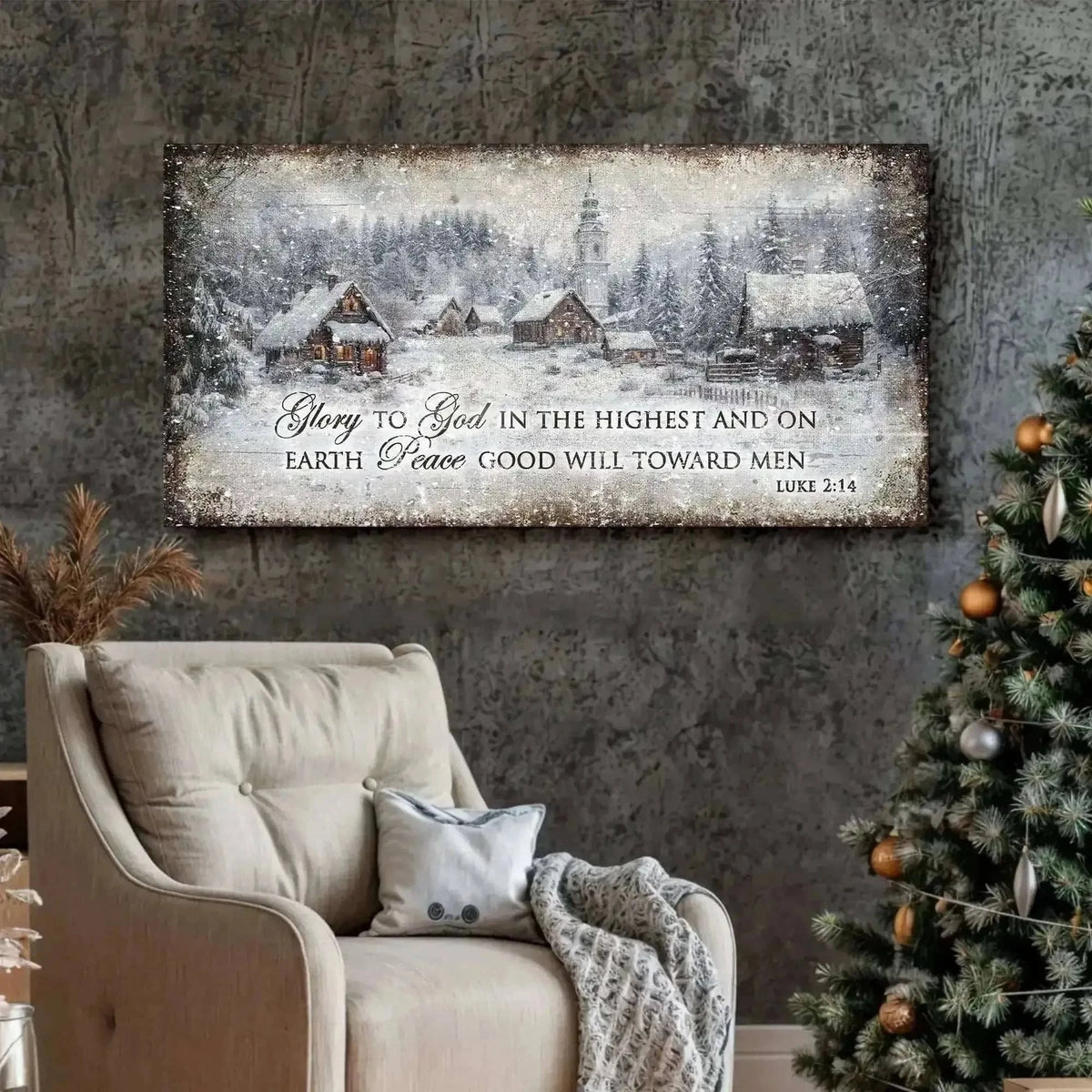 Vintage Christmas Village Luke 2:14 Scripture Sign Cartsfy Inc.