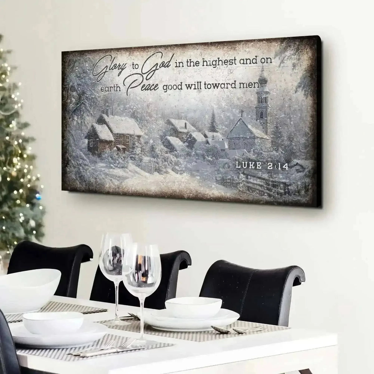 Vintage Christmas Village Luke 2:14 Scripture Sign II Cartsfy Inc.