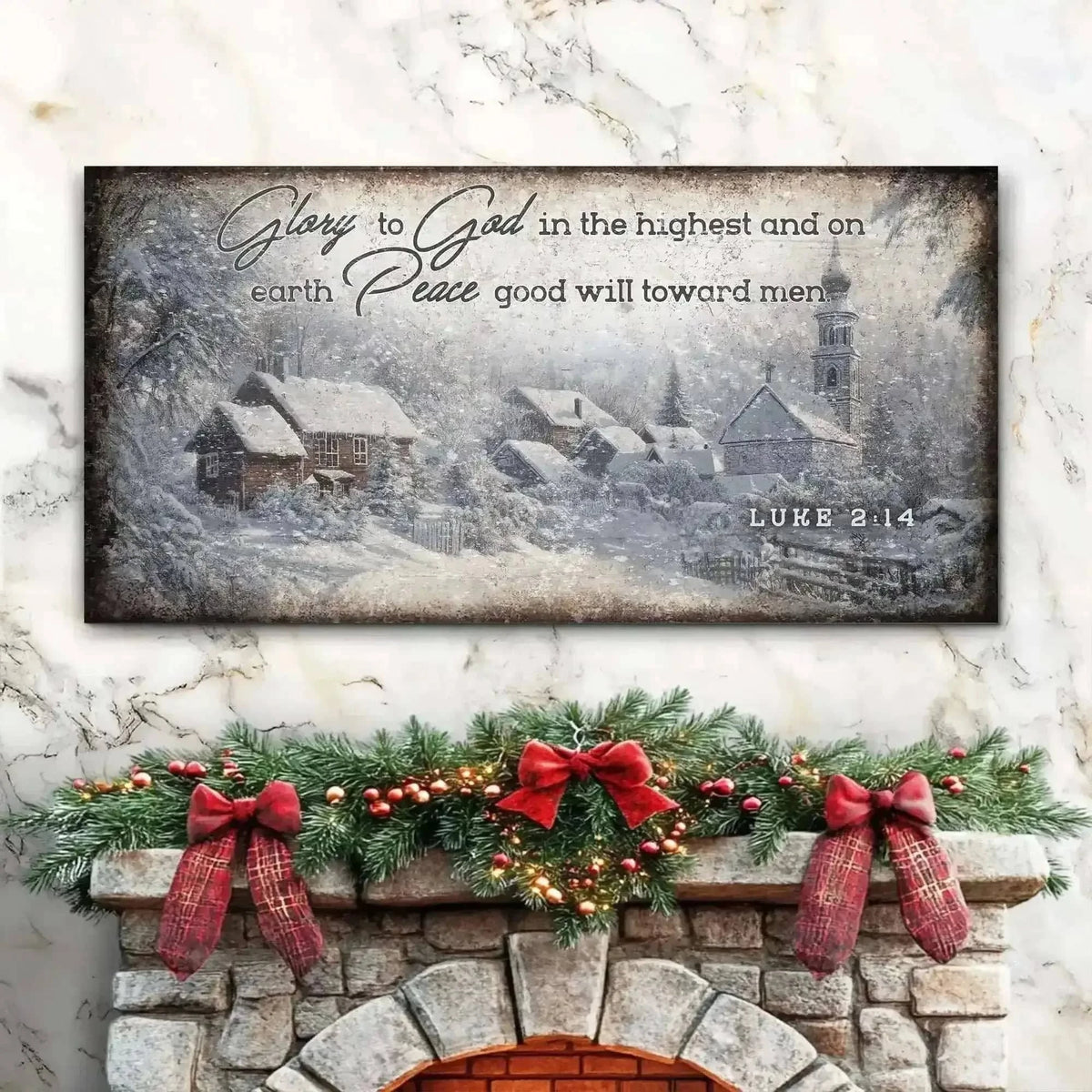 Vintage Christmas Village Luke 2:14 Scripture Sign II Cartsfy Inc.