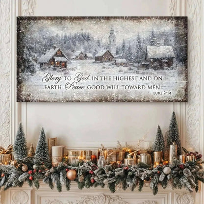 Vintage Christmas Village Luke 2:14 Scripture Sign Cartsfy Inc.