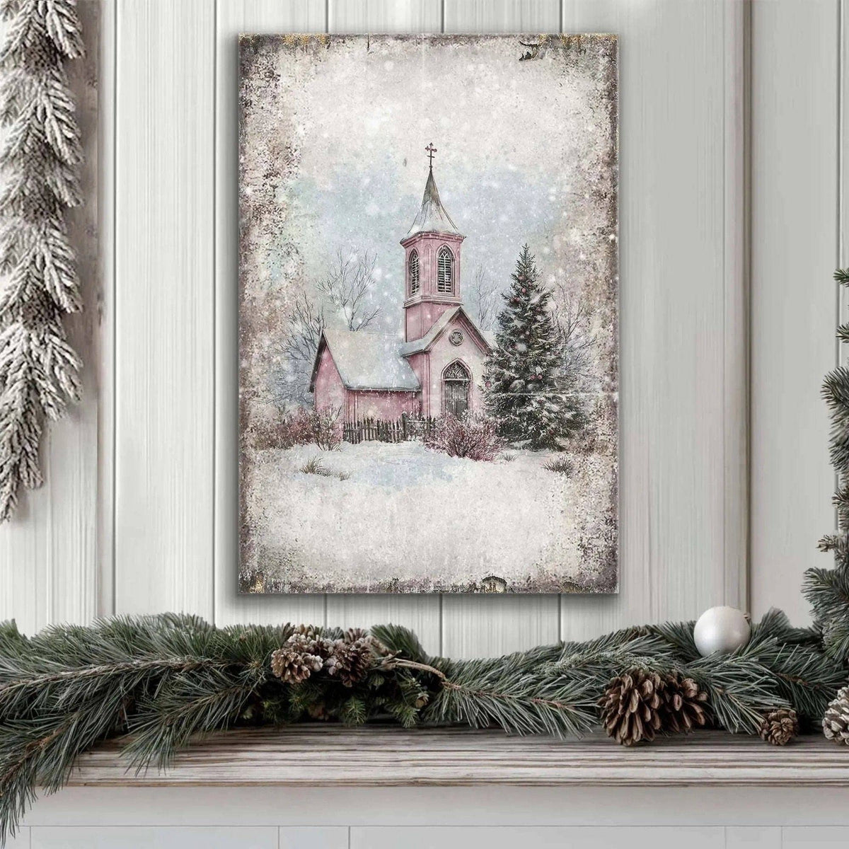Vintage Church Christmas Wall Art Tailored Canvases 18x12 inch Medium Premium Gallery Wrapped 24x16 inch Large Premium Gallery Wrapped 36x24 inch Extra Large Premium Gallery Wrapped 18x12 inch Medium Premium Gallery Wrapped-24x16 inch Large Premium Gallery Wrapped-36x24 inch Extra Large Premium Gallery Wrapped-