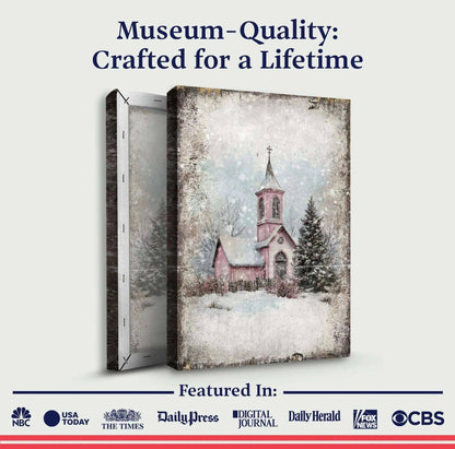 Vintage Church Christmas Wall Art Tailored Canvases 18x12 inch Medium Premium Gallery Wrapped 24x16 inch Large Premium Gallery Wrapped 36x24 inch Extra Large Premium Gallery Wrapped 18x12 inch Medium Premium Gallery Wrapped-24x16 inch Large Premium Gallery Wrapped-36x24 inch Extra Large Premium Gallery Wrapped-