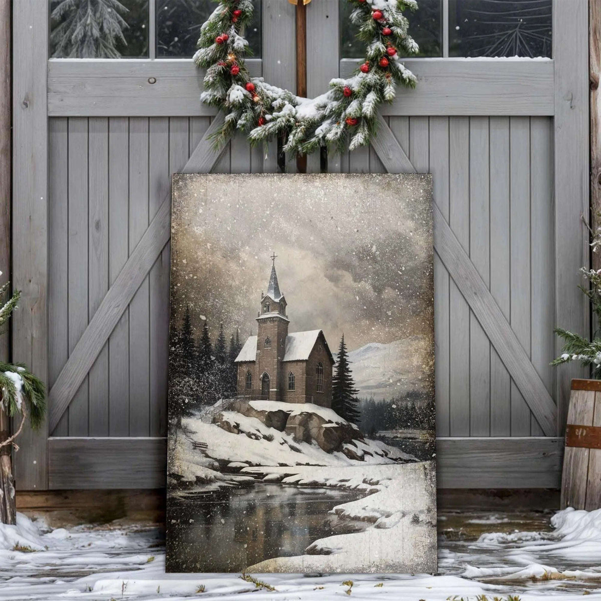 Vintage Church Christmas Wall Art II Cartsfy Inc.