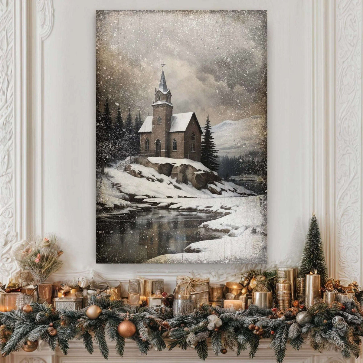 Vintage Church Christmas Wall Art II Cartsfy Inc.