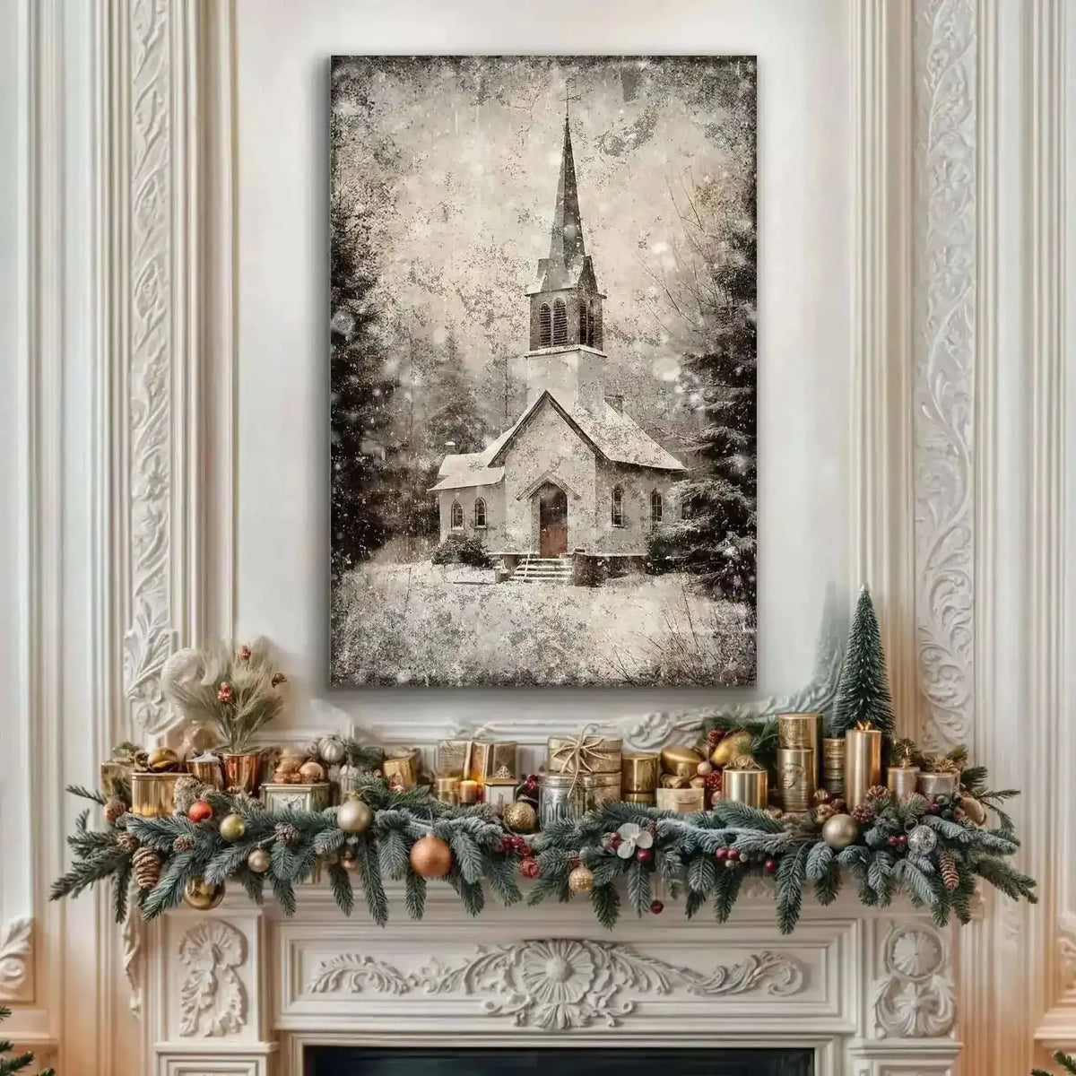 Vintage Church Christmas Wall Art IV Cartsfy Inc.