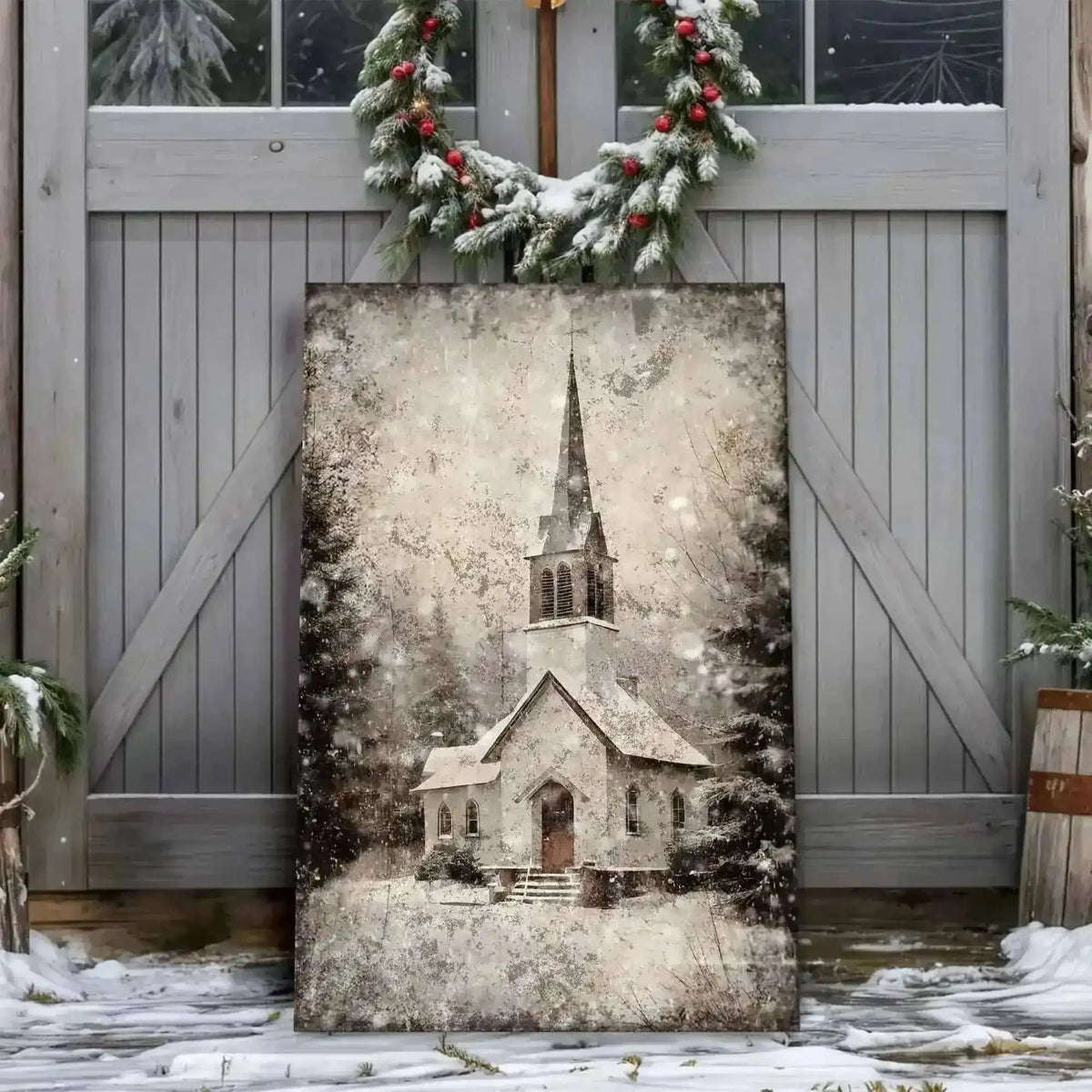 Vintage Church Christmas Wall Art IV Cartsfy Inc.