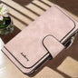 Vintage Faux Leather Long Wallet – Trifold Credit Card Holder with Snap & Zipper DailySale Gray Black Pink Gray-Black-Pink-Brown-Light Gray-Baby Blue-Hot Pink-